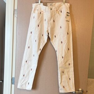 Ralph Lauren Off-White Jeans with Iconic Embroidery